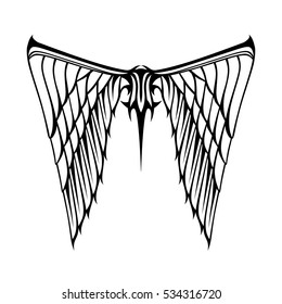 Abstract vector illustration wings tattoo black white