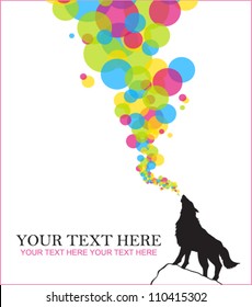 Abstract vector illustration with wolf and balloons