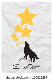 Abstract vector illustration with wolf and stars.