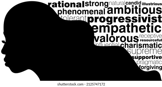 An abstract vector illustration of a woman for Break the Bias theme for International Women’s Day on eighth of March 2022