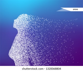 Abstract vector illustration of woman looking up. You can easily change color.