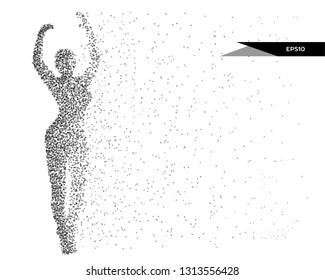 Abstract vector illustration of woman silhouette in the form of dots. You can easily change color.