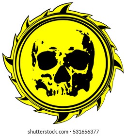 Abstract vector illustration abstract yellow and black sign to skull