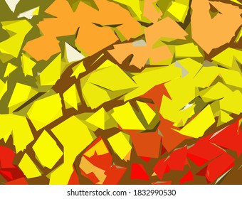 Ilustración vector abstracta de polígonos amarillos, rojos y anaranjados. Concepto de otoño y colorido.