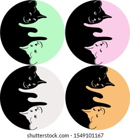 Abstract vector illustration of yin yang symbol cats