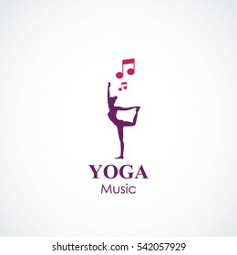 abstract vector illustration of yoga and meditation logo emblem. health care and relaxation concept