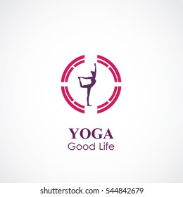 abstract vector illustration of yoga and meditation logo emblem. health care and relaxation concept