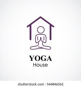 abstract vector illustration of yoga and meditation logo emblem. health care and relaxation concept