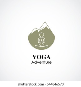 abstract vector illustration of yoga and meditation logo emblem. health care and relaxation concept