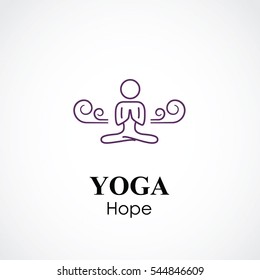 abstract vector illustration of yoga and meditation logo emblem. health care and relaxation concept