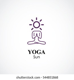 abstract vector illustration of yoga and meditation logo emblem. health care and relaxation concept