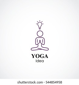 abstract vector illustration of yoga and meditation logo emblem. health care and relaxation concept