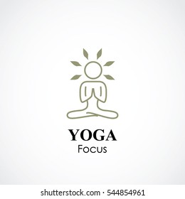 abstract vector illustration of yoga and meditation logo emblem. health care and relaxation concept