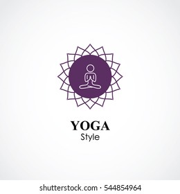 abstract vector illustration of yoga and meditation logo emblem. health care and relaxation concept