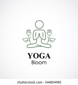 abstract vector illustration of yoga and meditation logo emblem. health care and relaxation concept