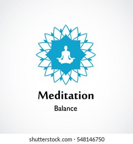 abstract vector illustration of yoga and meditation logo emblem. health care and relaxation concept