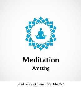 abstract vector illustration of yoga and meditation logo emblem. health care and relaxation concept
