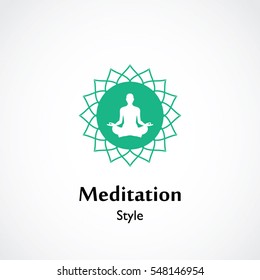 abstract vector illustration of yoga and meditation logo emblem. health care and relaxation concept