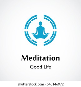 abstract vector illustration of yoga and meditation logo emblem. health care and relaxation concept