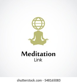 abstract vector illustration of yoga and meditation logo emblem. health care and relaxation concept