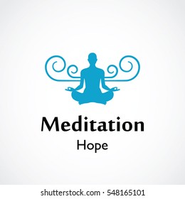 abstract vector illustration of yoga and meditation logo emblem. health care and relaxation concept