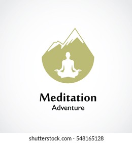 abstract vector illustration of yoga and meditation logo emblem. health care and relaxation concept
