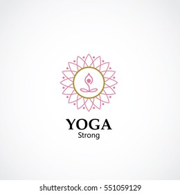 abstract vector illustration of yoga and meditation logo emblem. health care and relaxation concept