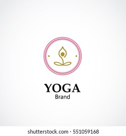 abstract vector illustration of yoga and meditation logo emblem. health care and relaxation concept