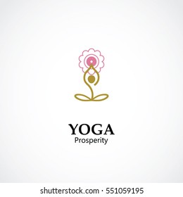 abstract vector illustration of yoga and meditation logo emblem. health care and relaxation concept