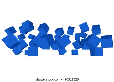 Abstract vector Illustration for your design. Composition of 3d blue cubes. 