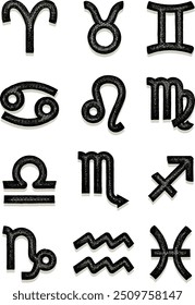 Abstract vector illustration of  Zodiac constellation symbols. Contemporary art.