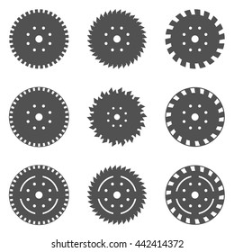 Abstract vector illustration.Black circular saw blade icons.Saw blade.