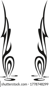 Las ilustraciones vectoriales abstractas. Bordes, tatuajes o elementos de diseño. En el color negro sobre fondo blanco. Con lugar para texto o imagen. Diseño de páginas de sitios Web y aplicaciones móviles.