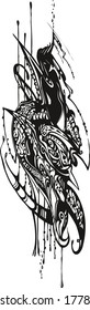 Las ilustraciones vectoriales abstractas. Bordes, tatuajes o elementos de diseño. En el color negro sobre fondo blanco. Con lugar para texto o imagen. Diseño de páginas de sitios Web y aplicaciones móviles.