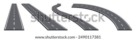 Abstract vector illustrations of winding curve road infographic concept on a white background. Way location, highway, direction, transportation, pin pointer, timeline concept template