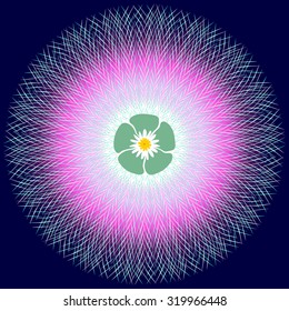 Abstract vector image of Blossoming Peyote (Lophophora williamsii) and psychedelic mandala