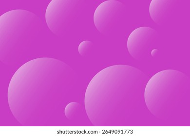 Abstract vector image featuring various-sized soft pink and purple gradient circles on a vibrant magenta background, creating a floating, dreamy, and modern aesthetic.
