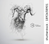 Abstract vector image of a goat's head in the style.