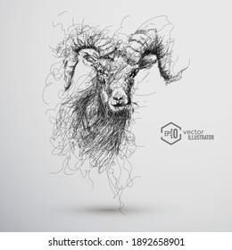 Abstract vector image of a goat's head in the style.