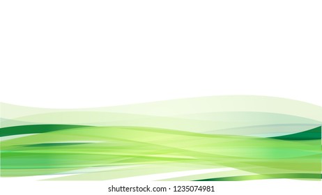 The Abstract vector image  Green wave on white background.