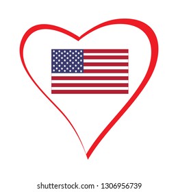 Abstract vector image of a heart. Happy Valentine's Day. Template for packages, posters, flyers, invitations, advertising, festive corporate events. Flag of the United States of America. Heart love.