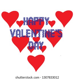 Abstract vector image of a heart with text Happy Valentine's Day. Template for packages, posters, flyers, invitations, advertising, festive corporate events. Love with all my heart.