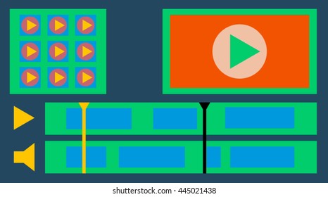 abstract vector image interface storyboard,minimalistic video editor