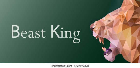 
Abstract vector image of a lion. The head of a lion. The concept of wild animals. Polygonal art. Low poly roaring lion concept. Low poly illustration.