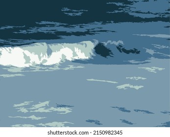 Abstract vector image of an ocean wave in 4 colors