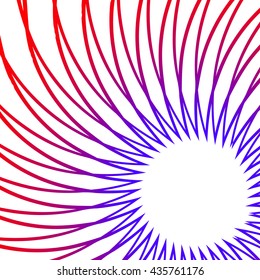 abstract vector image on the basis of divergent, convergent rays to a single point or a circular space with a different wave effects