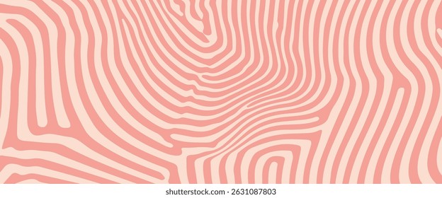 Abstract vector image with organic wavy lines in light pink and beige, forming a modern, minimalist background. The style fits the current trendy wavy, retro-inspired graphic design aesthetic.