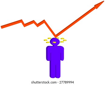 The abstract vector image of the person which has dawned after failure.