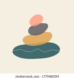 Abstract vector image pyramid of stones. Creative minimalist hand painted illustration for wall decoration, cover magazine, postcard or brochure design. Design template logo with symbol natural stones