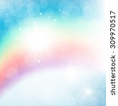 Abstract vector image of the rainbow. Colored rainbow in the sky with glare.